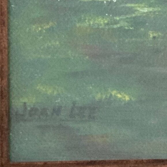 VTG Expressionist Painting Joan Lee Magical Forest Moody Landscape Framed Signed - Picture 7 of 13